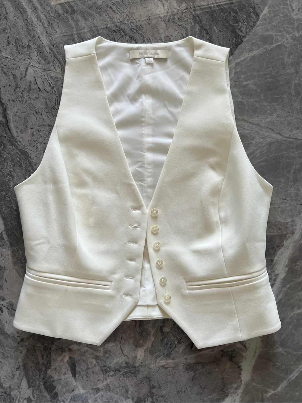 Favorite Daughter Tailored Suit Vest Ivory Button Front XS